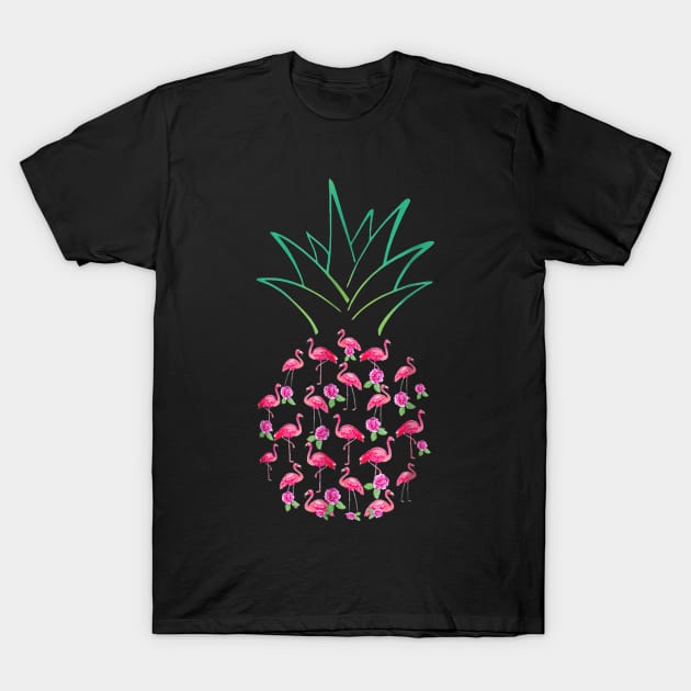 Pink Flamingo Pineapple T-Shirt by HillySeonard